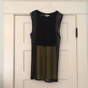 Black and gold ASOS dress with sheer top